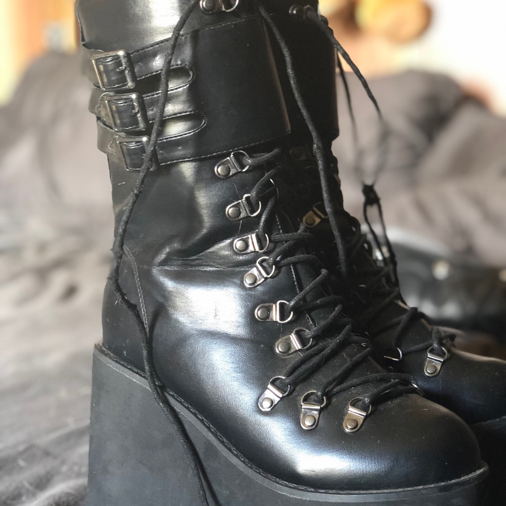 Demonia for Hot Topic platform buckle boot
